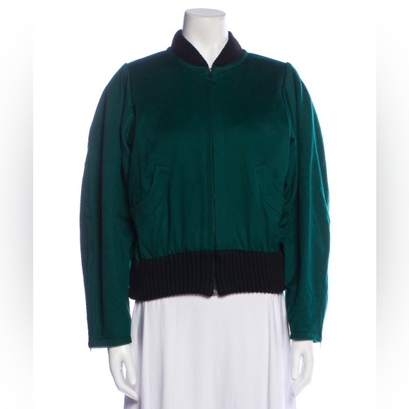 Yves Saint Laurent Rive Gauche Vintage 1992 Green Wool Bomber Jacket US 4 FR 36 - Picture 1 of 12